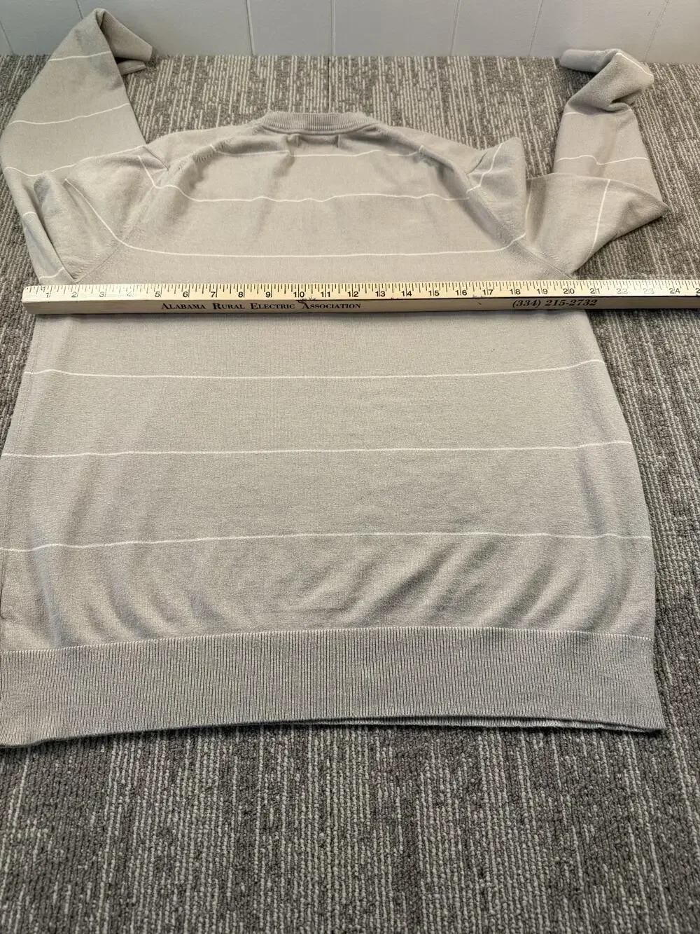 Banana Republic Sweater Mens Large Gray V Neck Silk Cotton Cashmere Striped